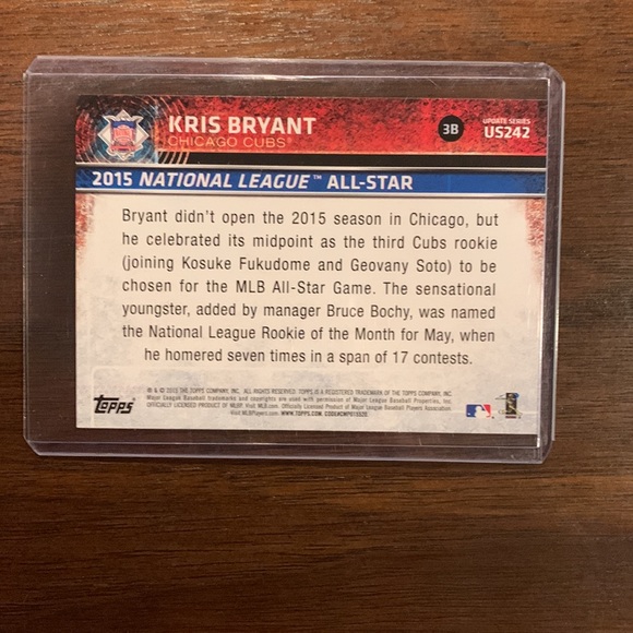 Kris Bryant 2015 Topps All Star Game Rookie Card #US242 - Picture 2 of 2
